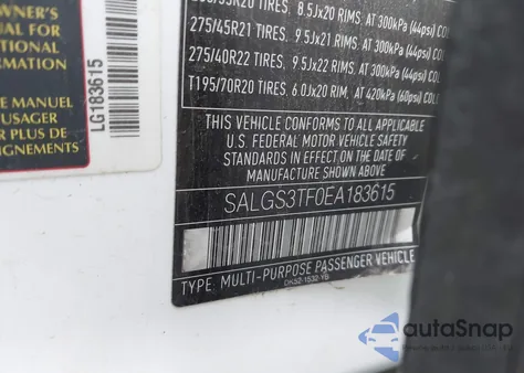 2014 Land Rover Range Rover 5.0L V8 Supercharged z USA, uszkodzony, nr VIN SALGS3TF0EA183615